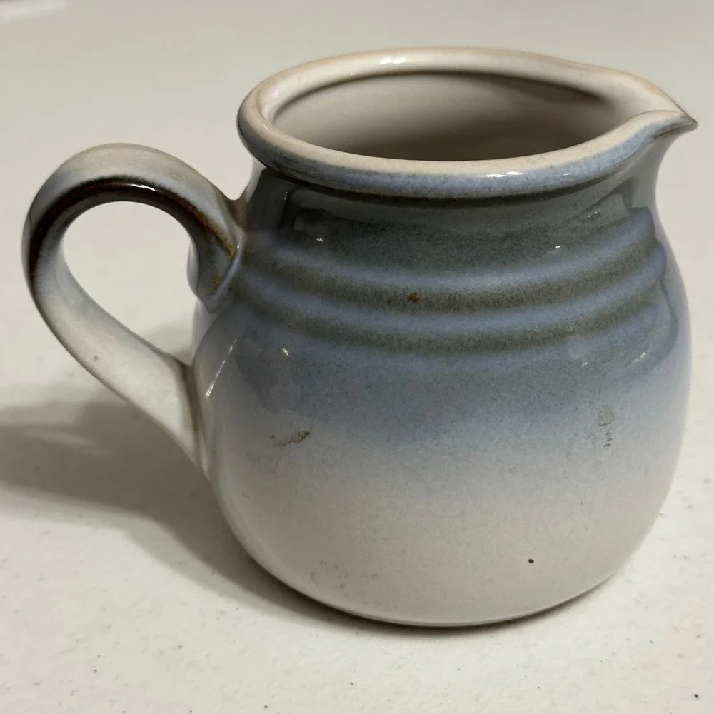Noritake Sorcerer 8620 Creamer Pitcher Stoneware Blue Grey Ombre Japan Vintage